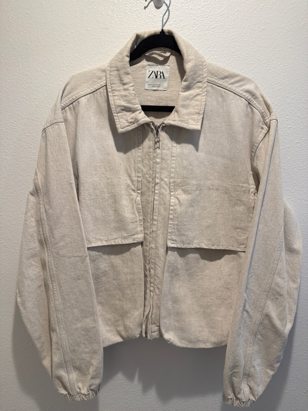 Zara Cream Utility Zip Jacket